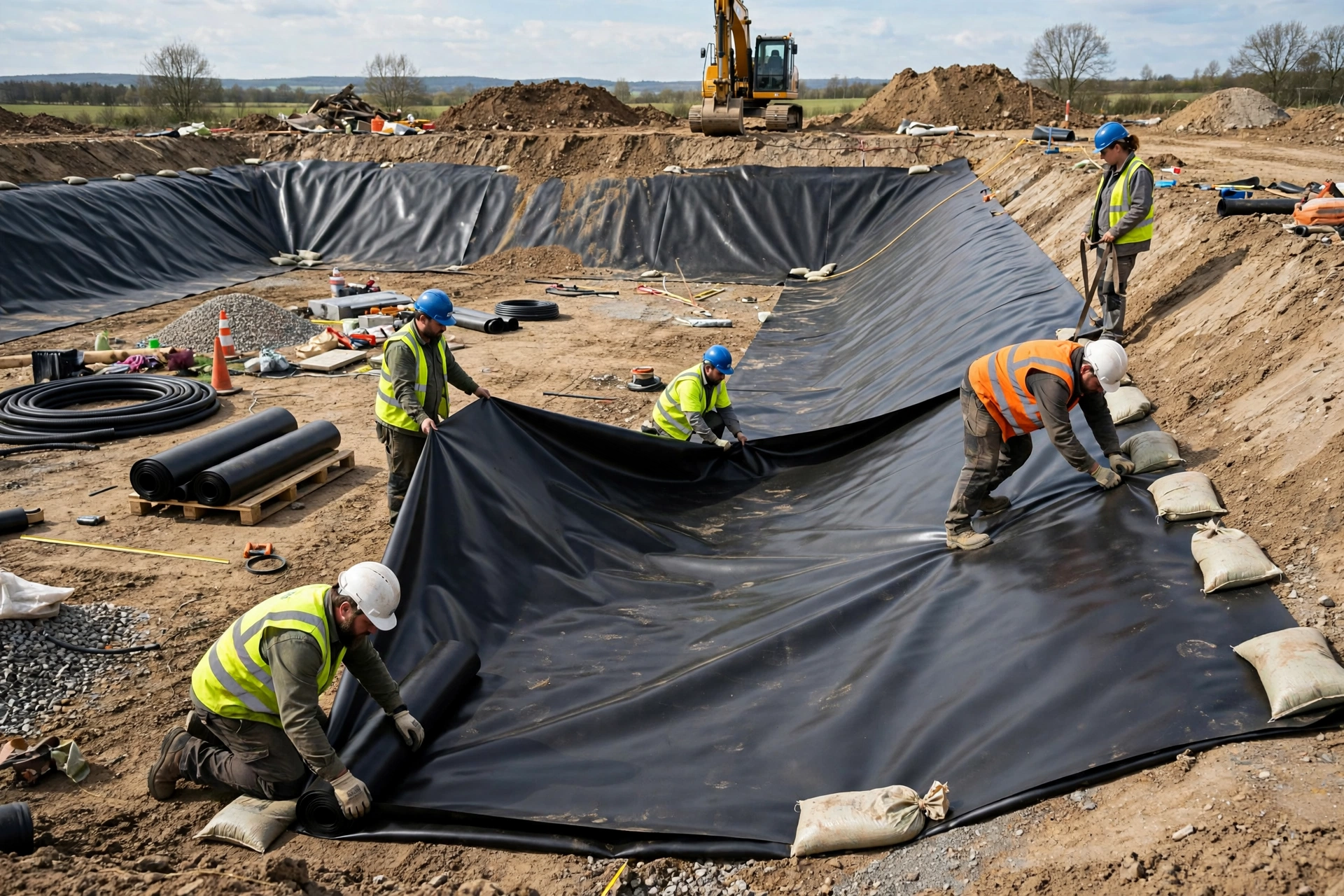 Landfill site with liner system