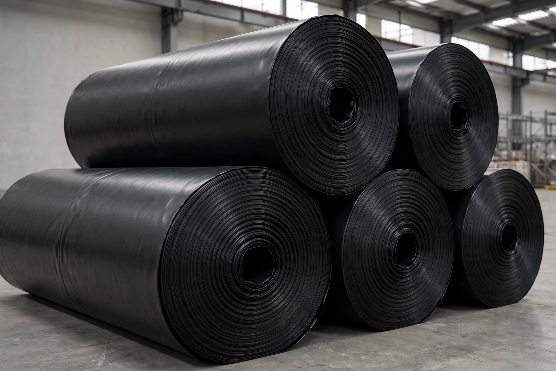 HDPE geomembrane rolls in various thicknesses