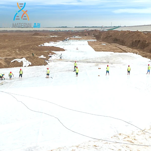 Geotextile installed on site